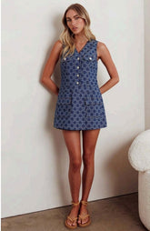 Denim Floral Romper